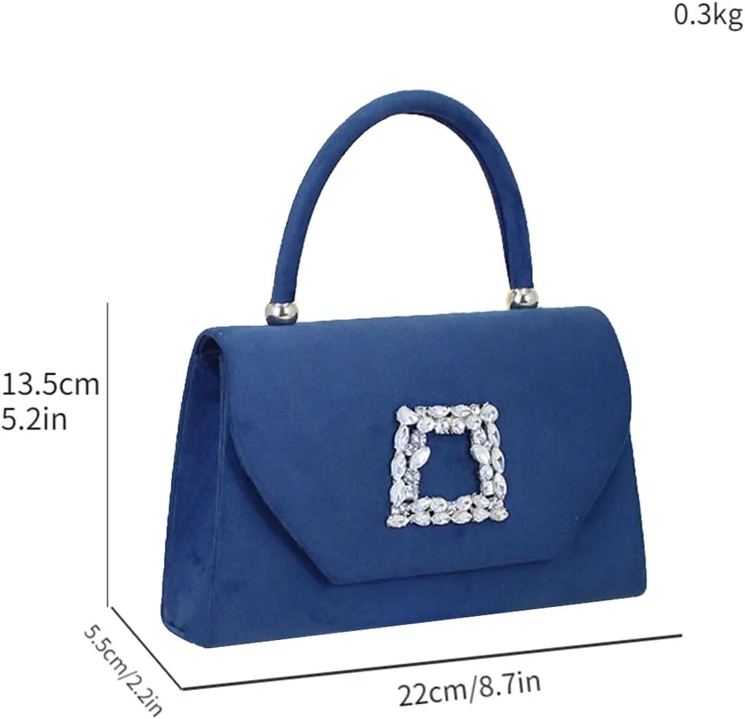 1 PCS Velvet Handbag with Crystal Embellishments evening bag,Suitable for banquets, party shopping