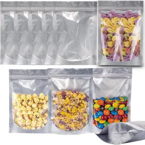 1 Quart 90 Packs Mylar Bags For Food Storage, 7"x 10" Mylar Bags With Window, Freeze Dried Candy Bags, Reusable Storage Bags For Food, Mylar Food Storage Bags for Long Term Food Storage