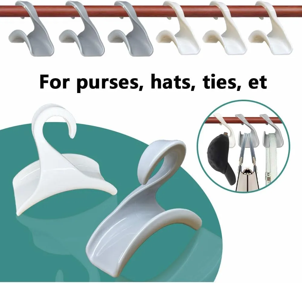 10PCS Widen Purse Hanger Hook for Closet, Thicken Backpack Hand Bag Hanger Organizers and Storage for Handbag Tote Cap Headphone Satchels-Clear Closet Organizing Acrylic Gray