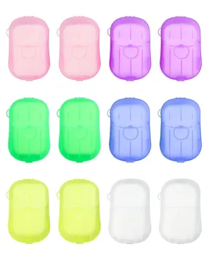 12 Packs (240 Sheets) Paper Soap Sheets for Hand Washing, Portable Disposable Travel Scented Bath Slice Sheet Foaming Soap Paper Sheets for Outdoor Traveling Camping Hiking