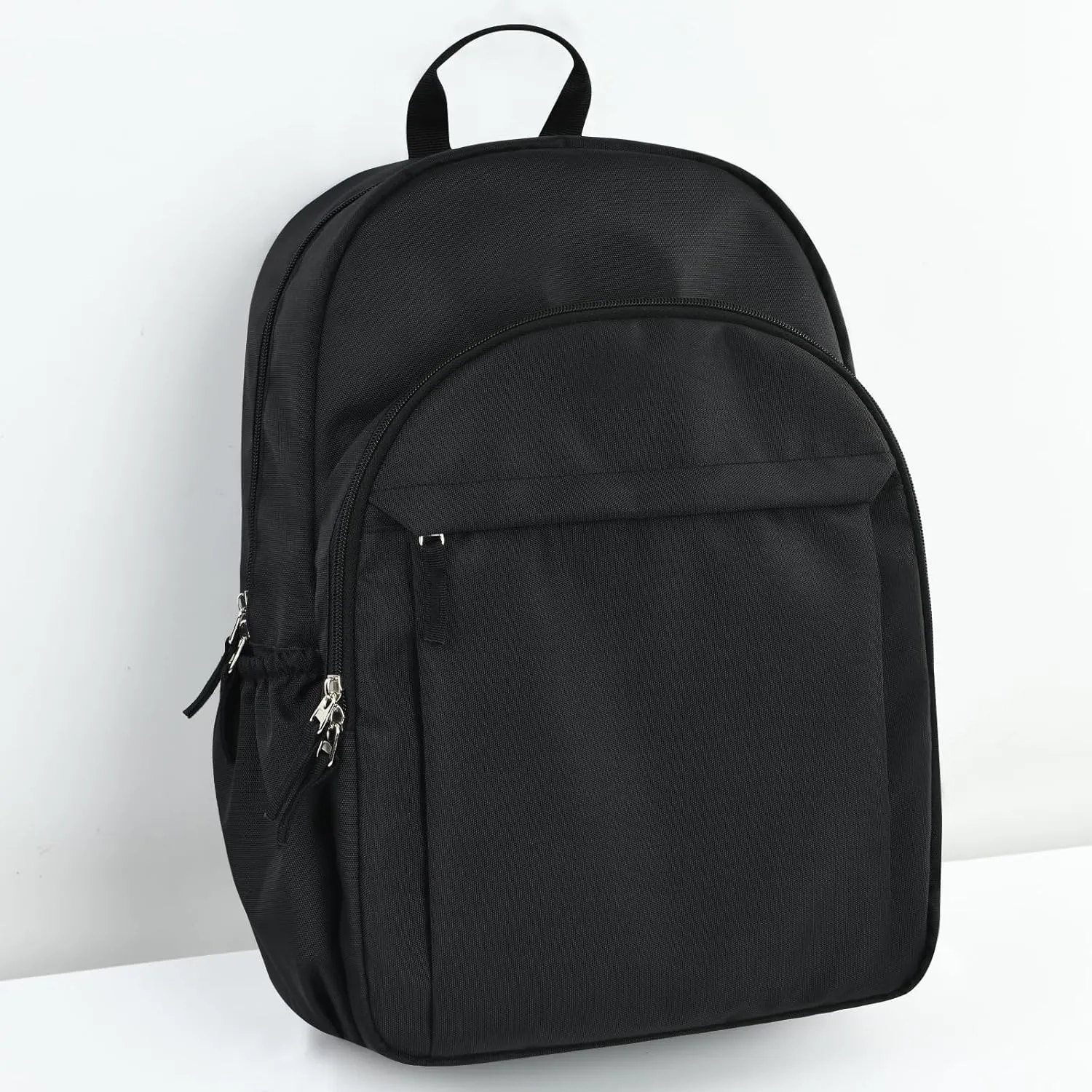 15.6 inch Basic Black Backpack for Men, Travel Backpack Carry on, Water Resistant School Backpacks for Teens, College Back Pack Bookbag for Boys Girls, Work Backpacks for Women
