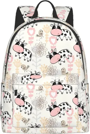 16 inch backpack Farm Cute Milk Cow Laptop Backpack Full Print School Bookbag Shoulder Bag for Travel Daypack