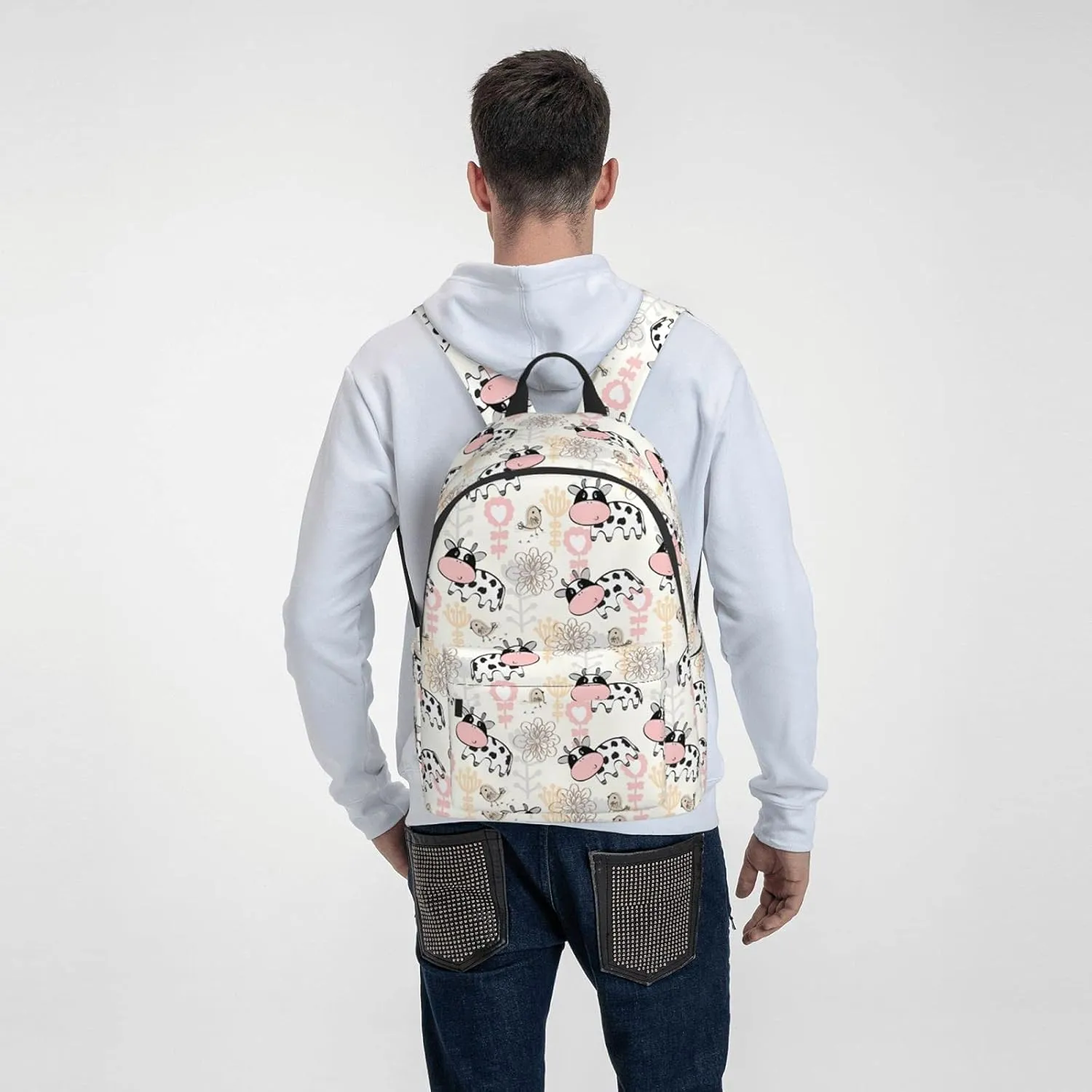 16 inch backpack Farm Cute Milk Cow Laptop Backpack Full Print School Bookbag Shoulder Bag for Travel Daypack