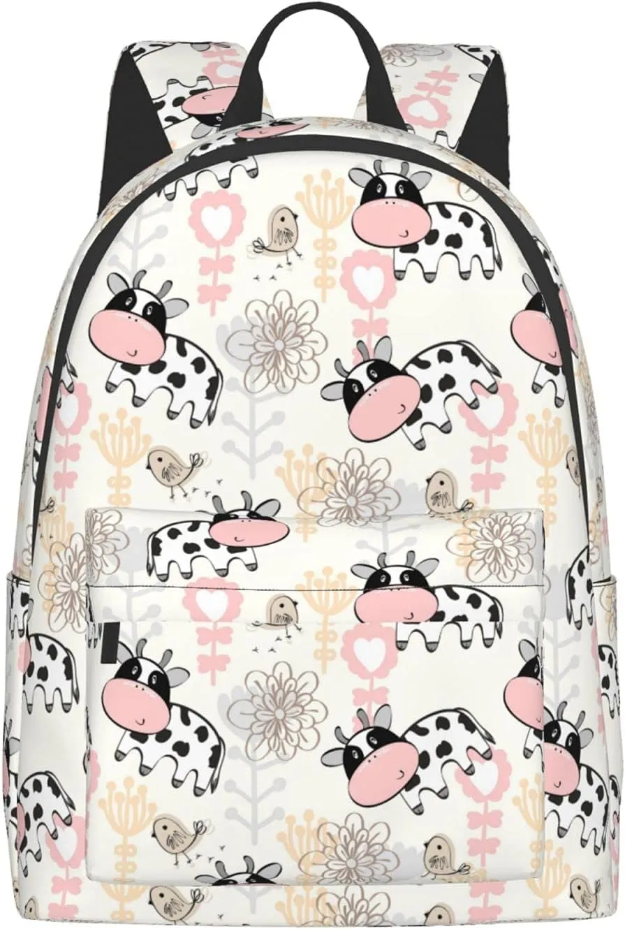 16 inch backpack Farm Cute Milk Cow Laptop Backpack Full Print School Bookbag Shoulder Bag for Travel Daypack