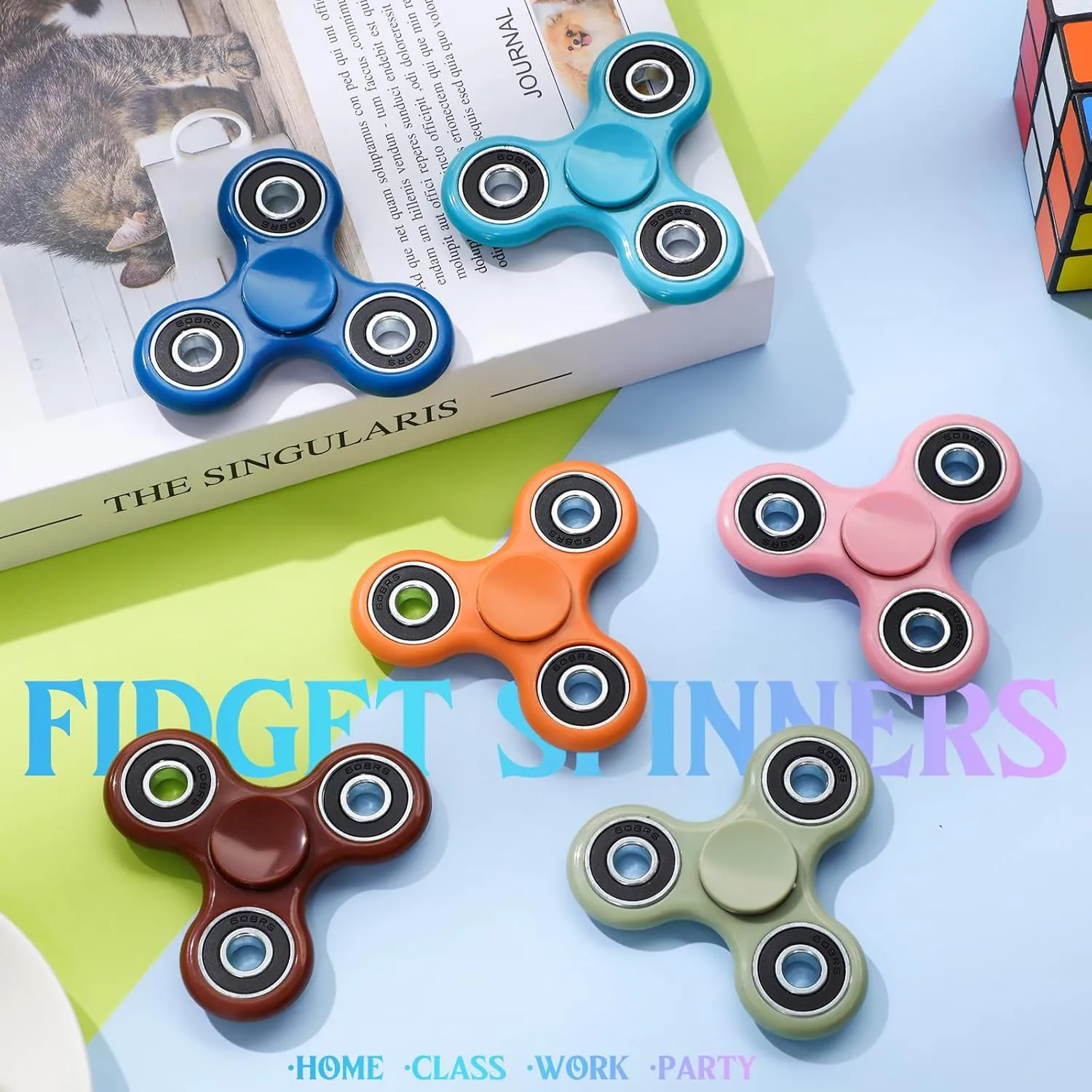 18 Pcs Fidget Spinner Toy Bulk Sensory Fidget Toy for Adults Kids Party Favors Classroom Prizes Gift Bag Fillers Stress Relief, 6 Colors