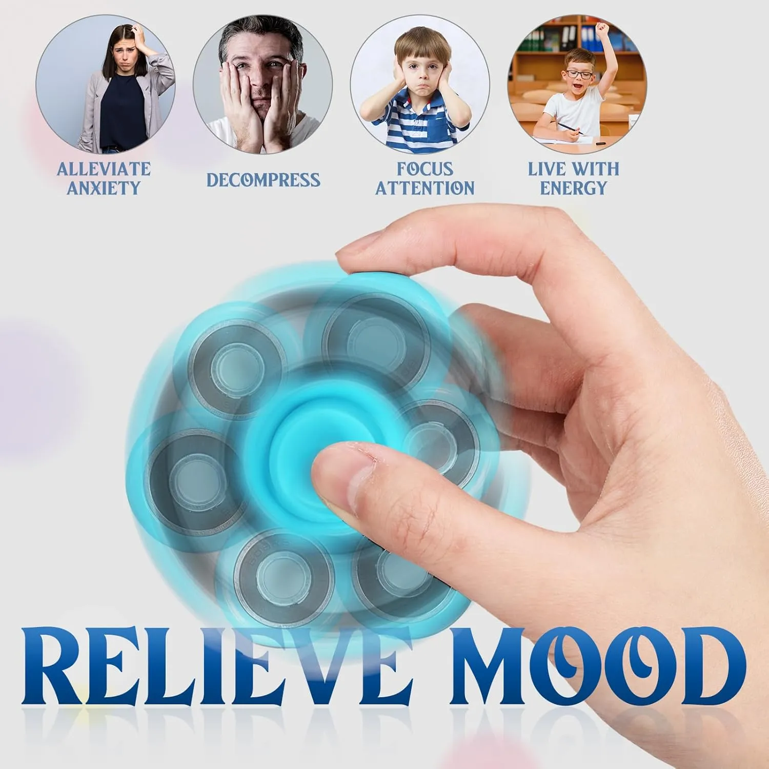 18 Pcs Fidget Spinner Toy Bulk Sensory Fidget Toy for Adults Kids Party Favors Classroom Prizes Gift Bag Fillers Stress Relief, 6 Colors