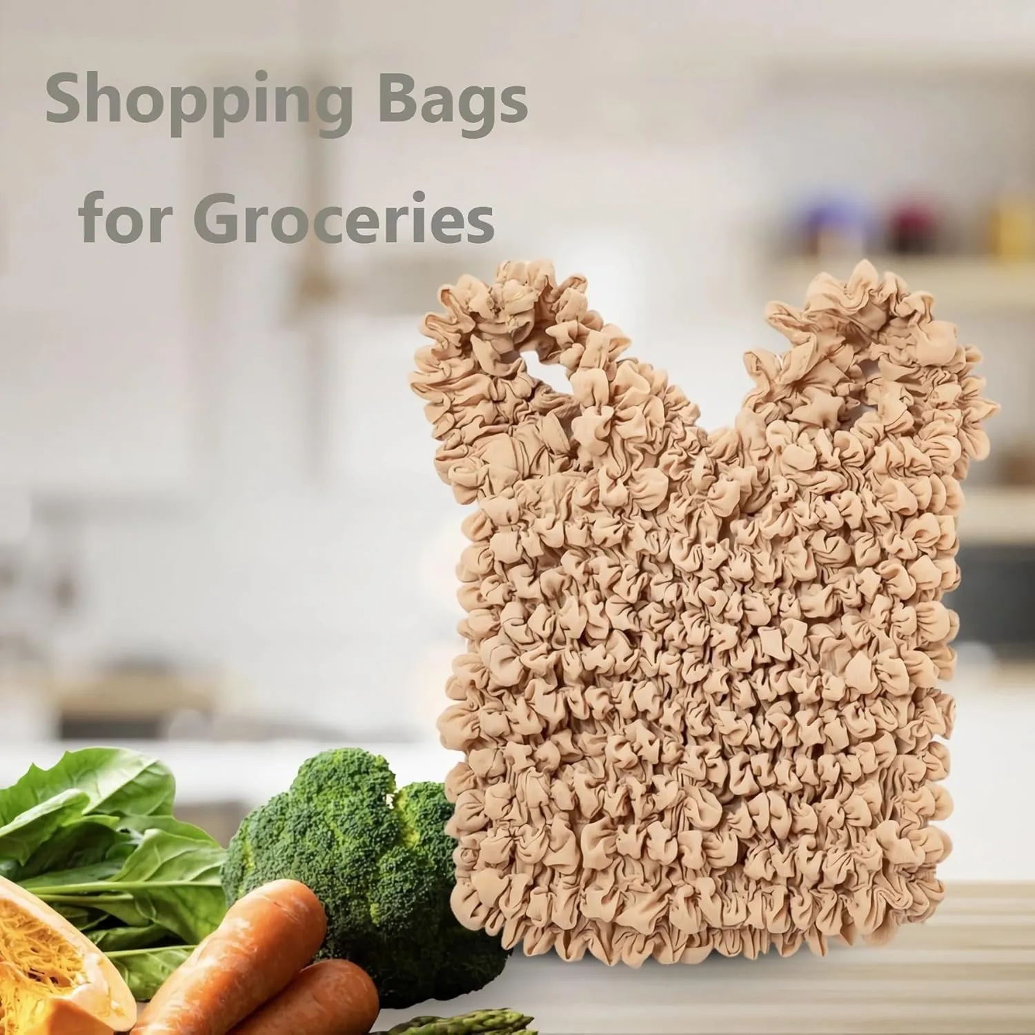 3 Pack Reusable Grocery Bags Magic Stretch Shopping Storage Bag Foldable Packable Tote Shoulder Bag