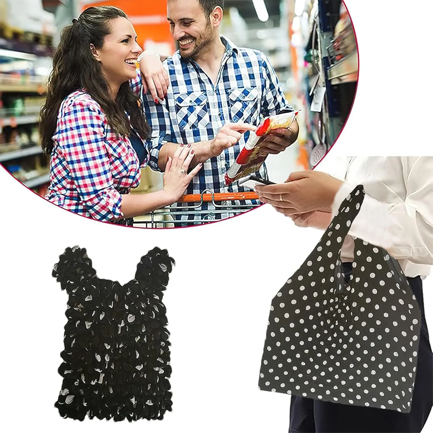 3 Pack Reusable Grocery Bags Magic Stretch Shopping Storage Bag Foldable Packable Tote Shoulder Bag