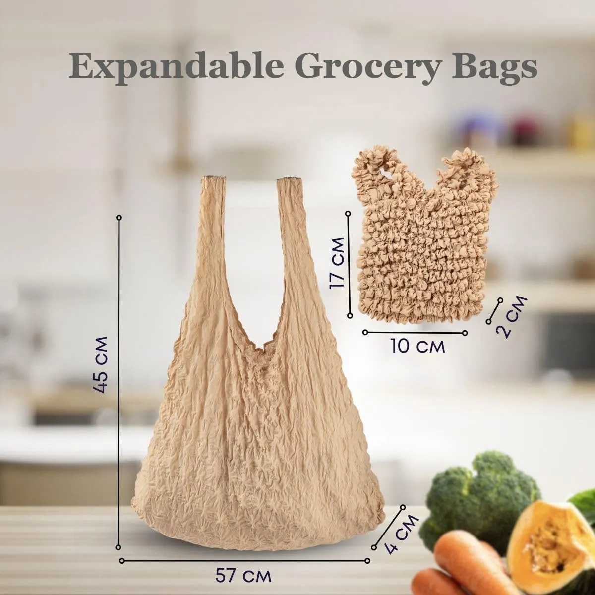 3 Pack Reusable Grocery Bags Magic Stretch Shopping Storage Bag Foldable Packable Tote Shoulder Bag