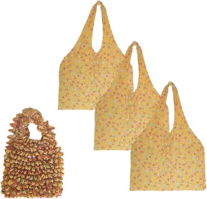 3 Pack Reusable Grocery Bags Magic Stretch Shopping Storage Bag Foldable Packable Tote Shoulder Bag