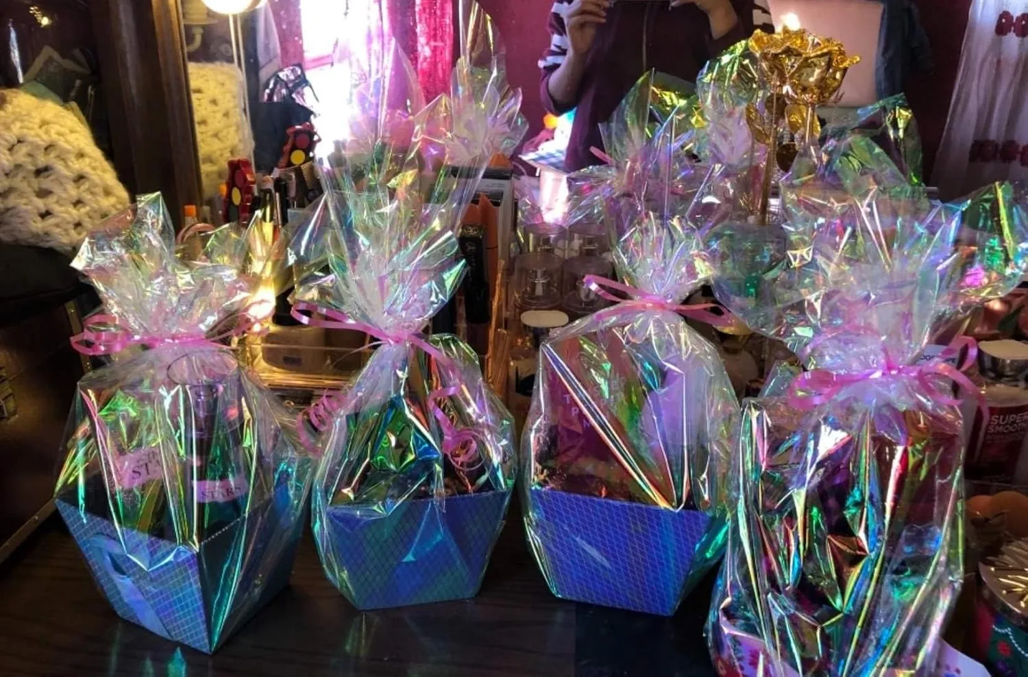 32" Iridescent Cellophane Wrap for Gift Baskets- Rainbow Wrapping Paper - Rainbow Film Roll for bags, Flower Bouquet, DIY, (32” x 50Ft)