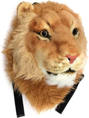 3D Animal Head Backpack Bag Backpack tiger/Lion/leopard/black bear Head Backpack Bag Knapsack and Wall Mount (lion)