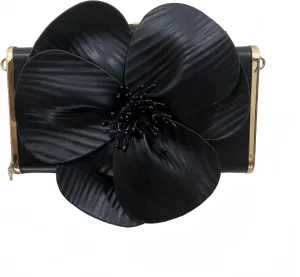 3D Floral PU Leather Clutch for Wedding Party Prom - Elegant Evening Bag with Detachable Chain