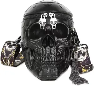3D Skull Crossbody Purses Handbags for Women PU Gothic Shoulder Bag Satchel Holiday Party Gift