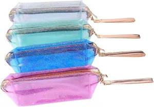 4pcs Transparent Cosmetic Bag Travel Bag Miss Make up, Assorted Color 1, 18X10cm