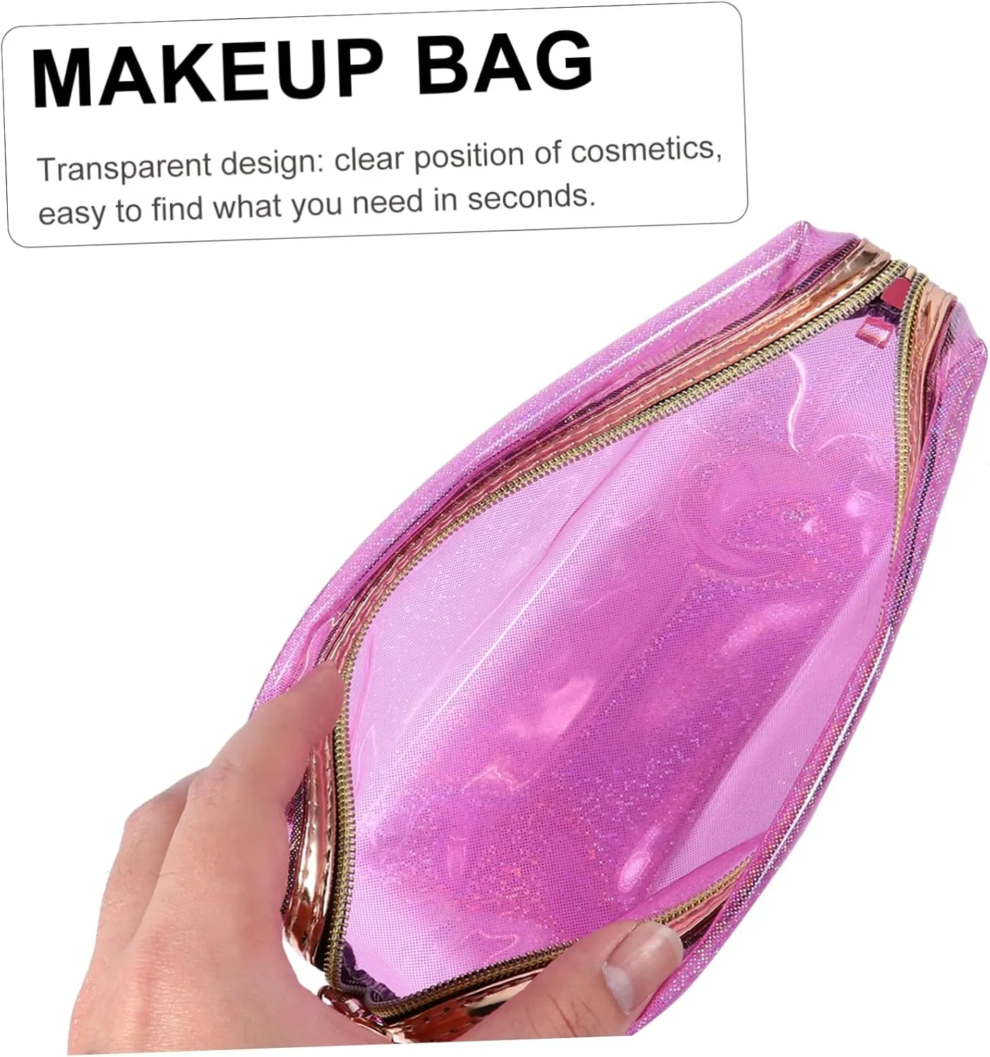4pcs Transparent Cosmetic Bag Travel Bag Miss Make up, Assorted Color 1, 18X10cm
