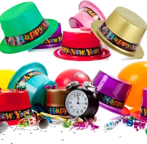 5 pcs Colorful New Years Eve Party Supplies 2025 I Multcolor Top Hats 2025 New Years Decorations Happy New Year Decorations 2025 Bulk Party Favors