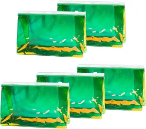 5PCS Holographic Clear Makeup Bag Bulk,Zipper Portable Waterproof Toiletry Pouch,Iridescent Storage Cosmetic Bags for Women (Green-5 pcs)