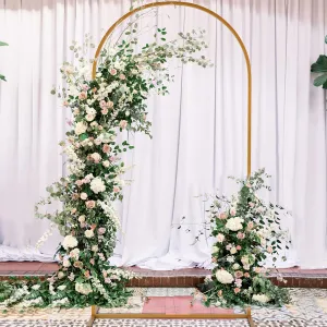 6ft Metal Arch Backdrop Stand Gold Wedding Arch Stand, Square Arched Frame for Birthday Party Graduat, Gold