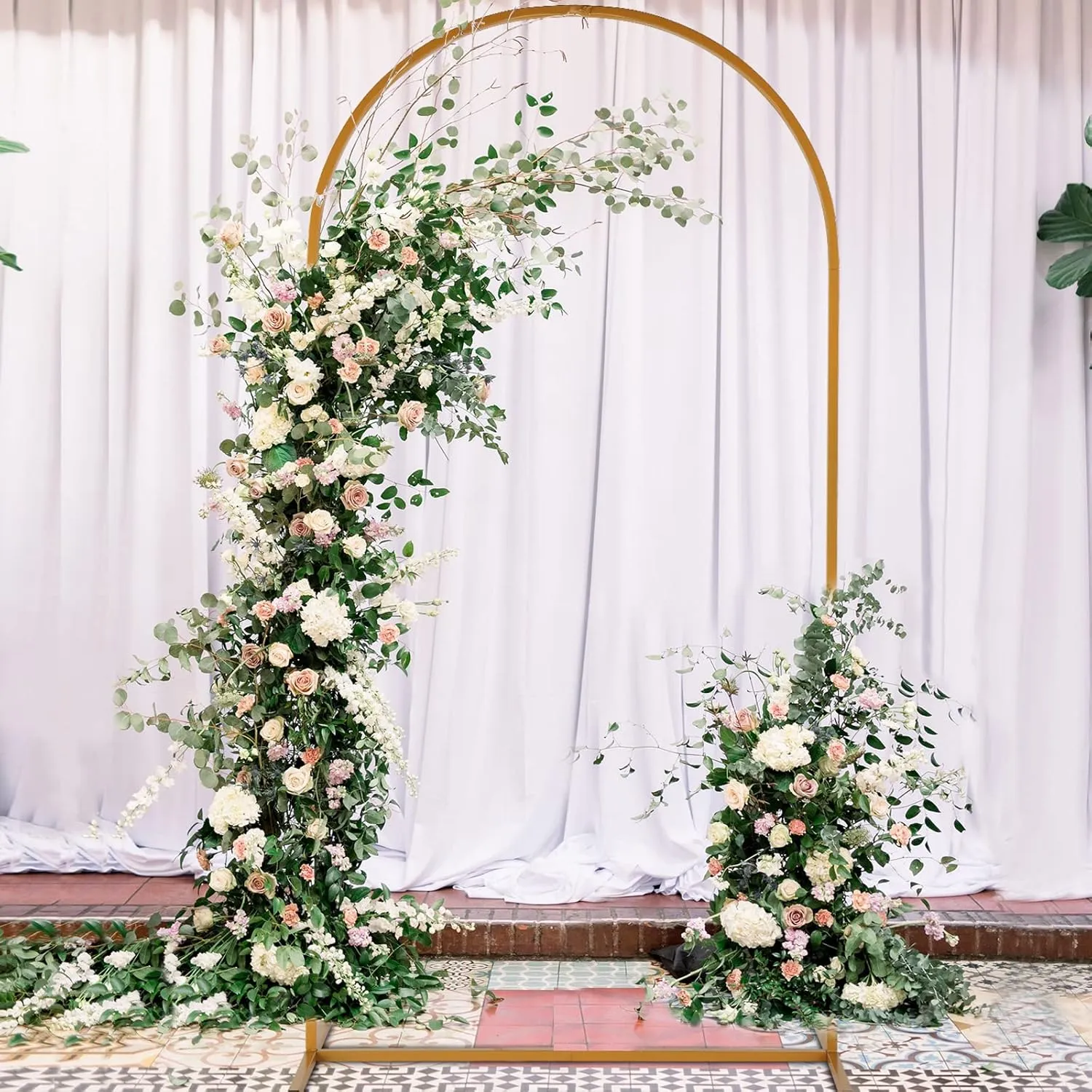 6ft Metal Arch Backdrop Stand Gold Wedding Arch Stand, Square Arched Frame for Birthday Party Graduat, Gold