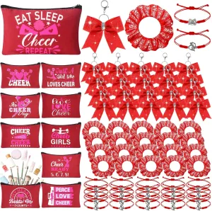80 Pcs Cheer Gift Bulk for Team Cheerleader Gifts Include 20 Cheerleader Bracelet 20 Cheer Makeup Bag 20 Keychain 20 Scrunchies for Cheerleading Party Favors
