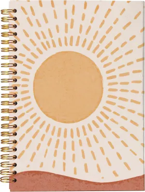 Abstract Boho Neutral Rising Sun Mid Century Modern Art Lined Spiral Journal Notebook 8.3×5.5 Inches Hardcover College Ruled Notebook Journal for Work Note Taking Journaling