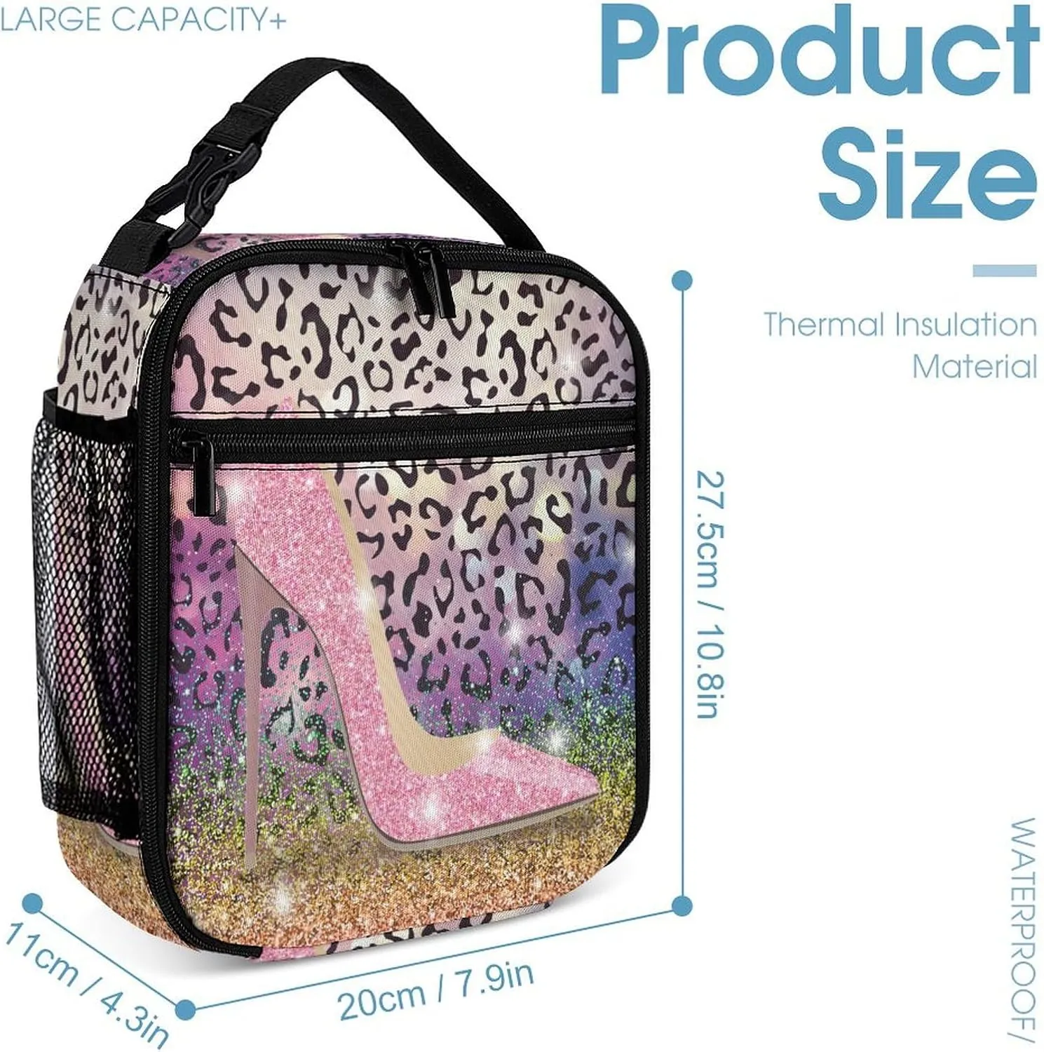 Abstract Fashion Glitter High Heels Bags Set Backpack For Work Hiking Lunch Bag Travel Unisex Bags