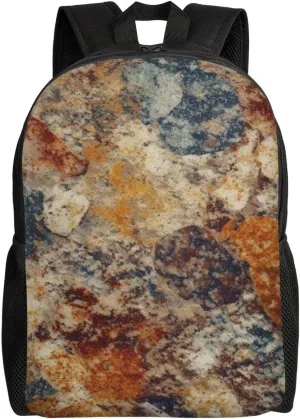 Abstract Granite Cute Backpack Waterproof Lightweight Laptop Backpack Shoulder Bag Casual Daypack For Women Men