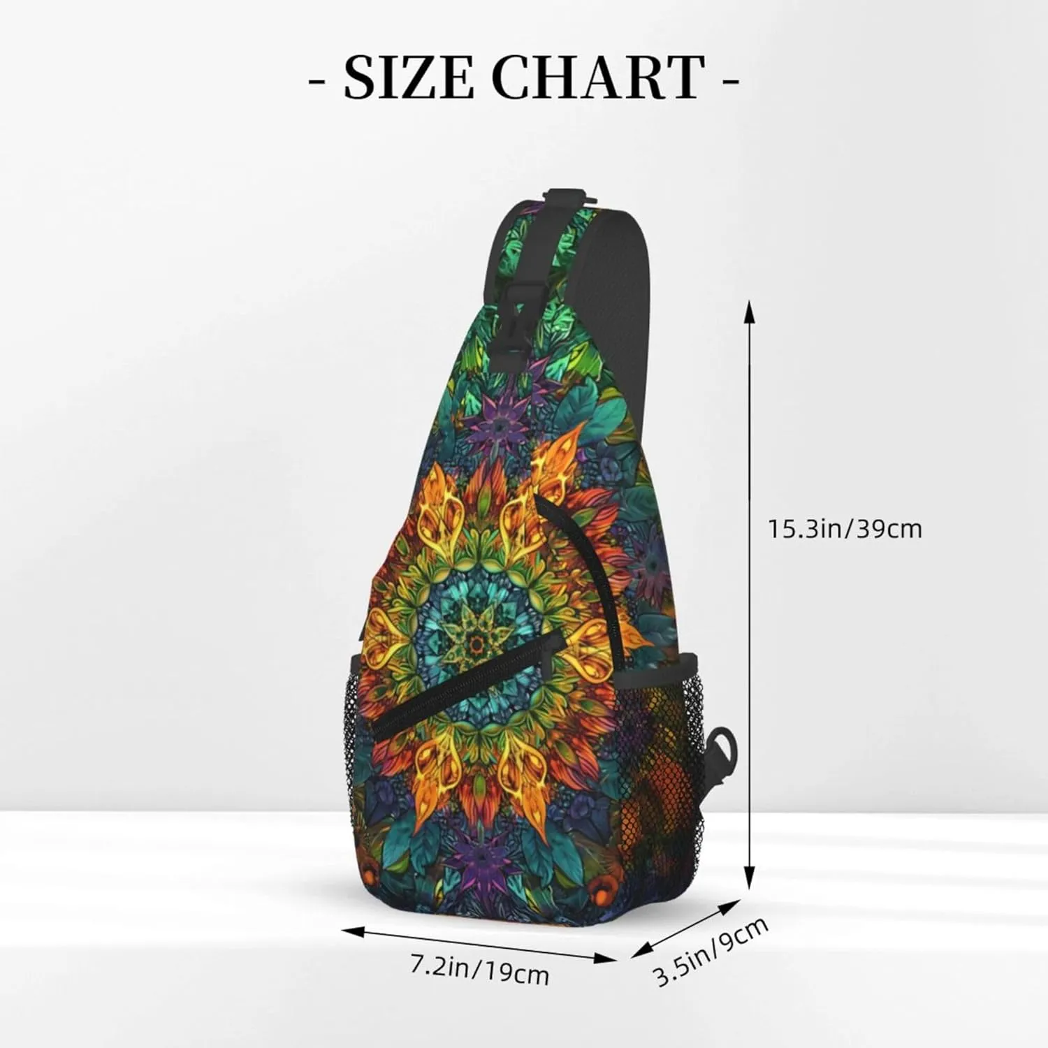 Abstract Mandala Painting Flower Sling Backpack Crossbody Bag, Chest Bag Daypack Fanny Pack Cross Body Bag for Outdoors Hiking Traveling