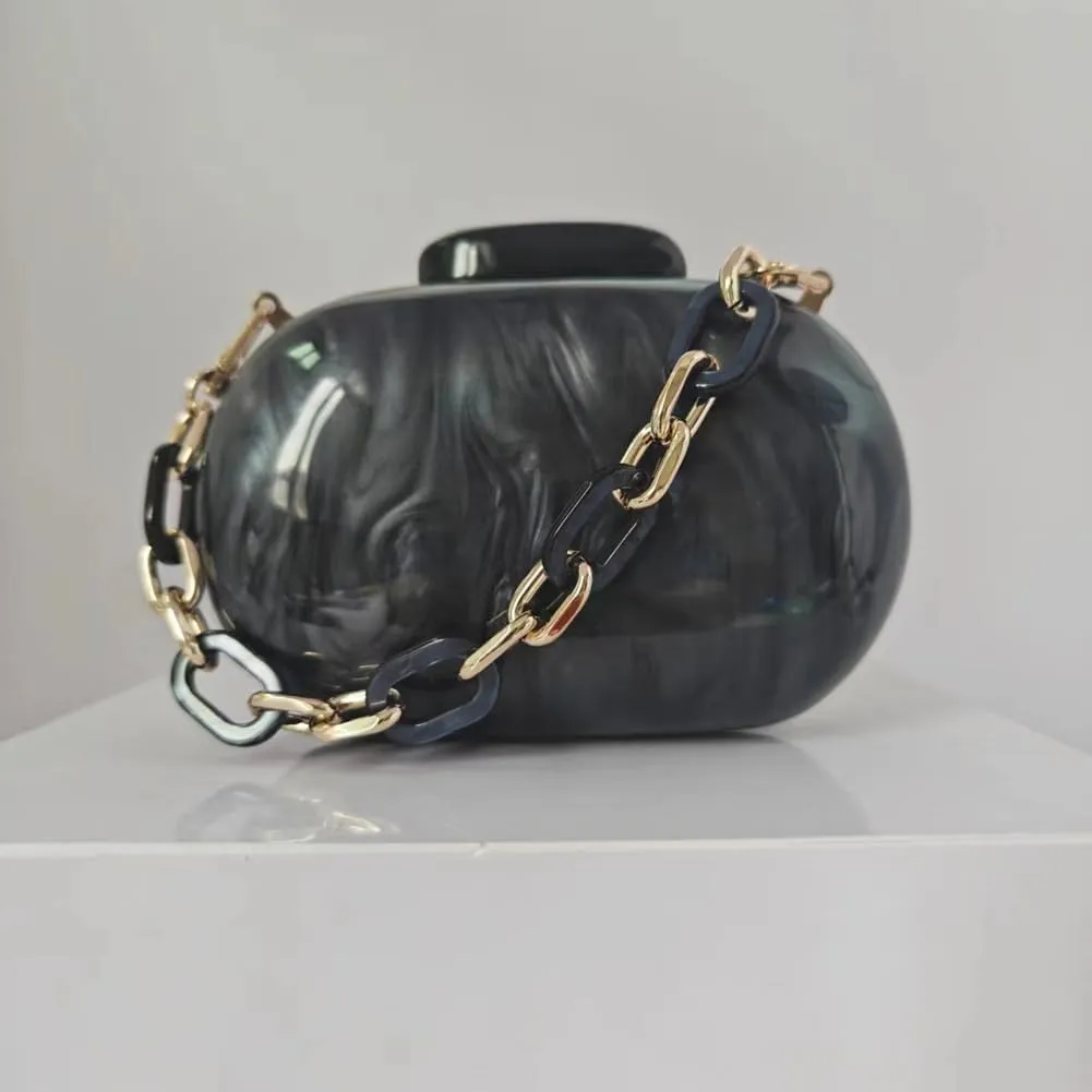 Acrylic Bubble Bag Luxury Marble Clutch Evening Purses for Women Glitter Handbag for Wedding Party Prom