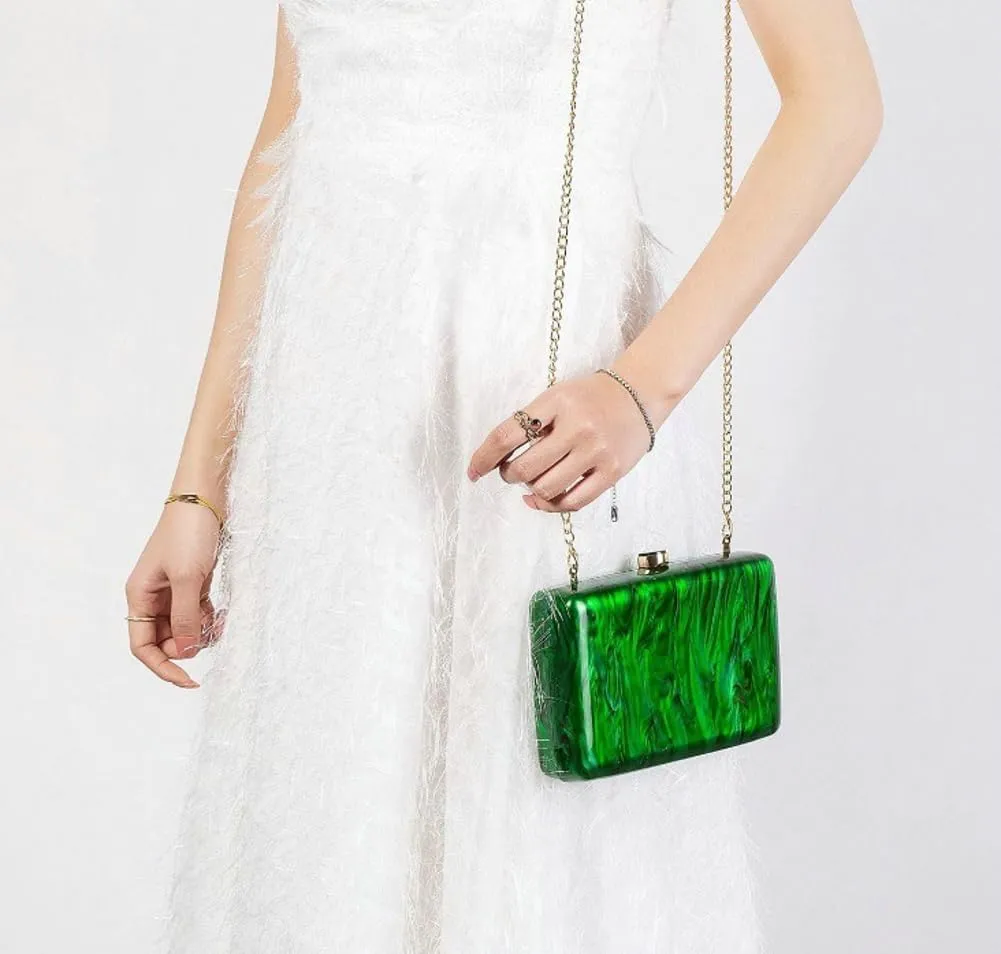 Acrylic Clutch Purses Women Marble Evening Handbags Chain Shoulder Crossbody Bag Wedding Prom Party Bride 2025