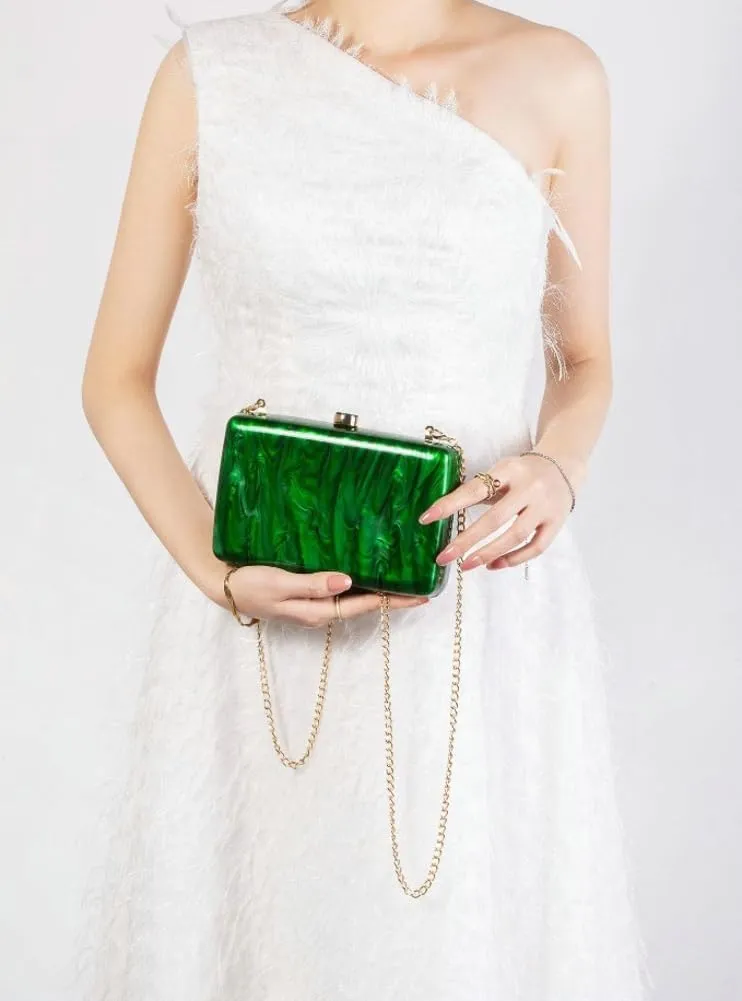 Acrylic Clutch Purses Women Marble Evening Handbags Chain Shoulder Crossbody Bag Wedding Prom Party Bride 2025