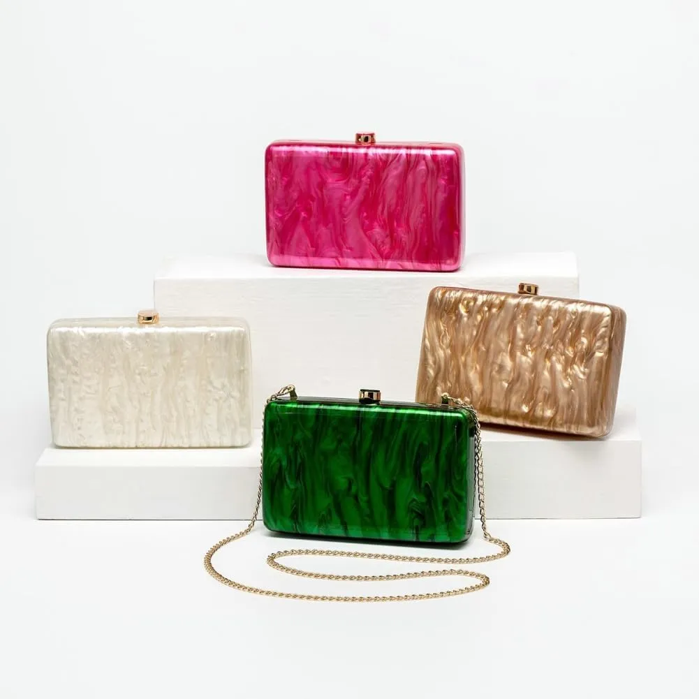 Acrylic Clutch Purses Women Marble Evening Handbags Chain Shoulder Crossbody Bag Wedding Prom Party Bride 2025