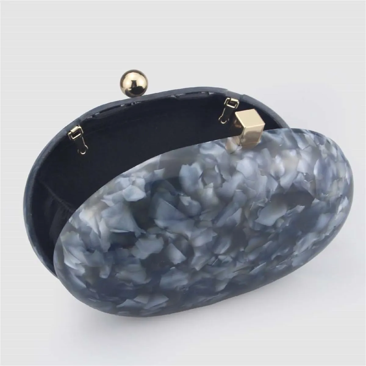 Acrylic Evening Clutch Bag for Women Shell Shape Shoulder Crossbody Bag Glitter Marble Purse Handbag