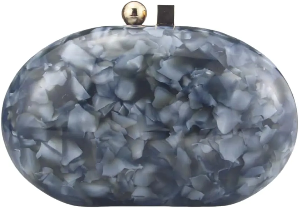 Acrylic Evening Clutch Bag for Women Shell Shape Shoulder Crossbody Bag Glitter Marble Purse Handbag