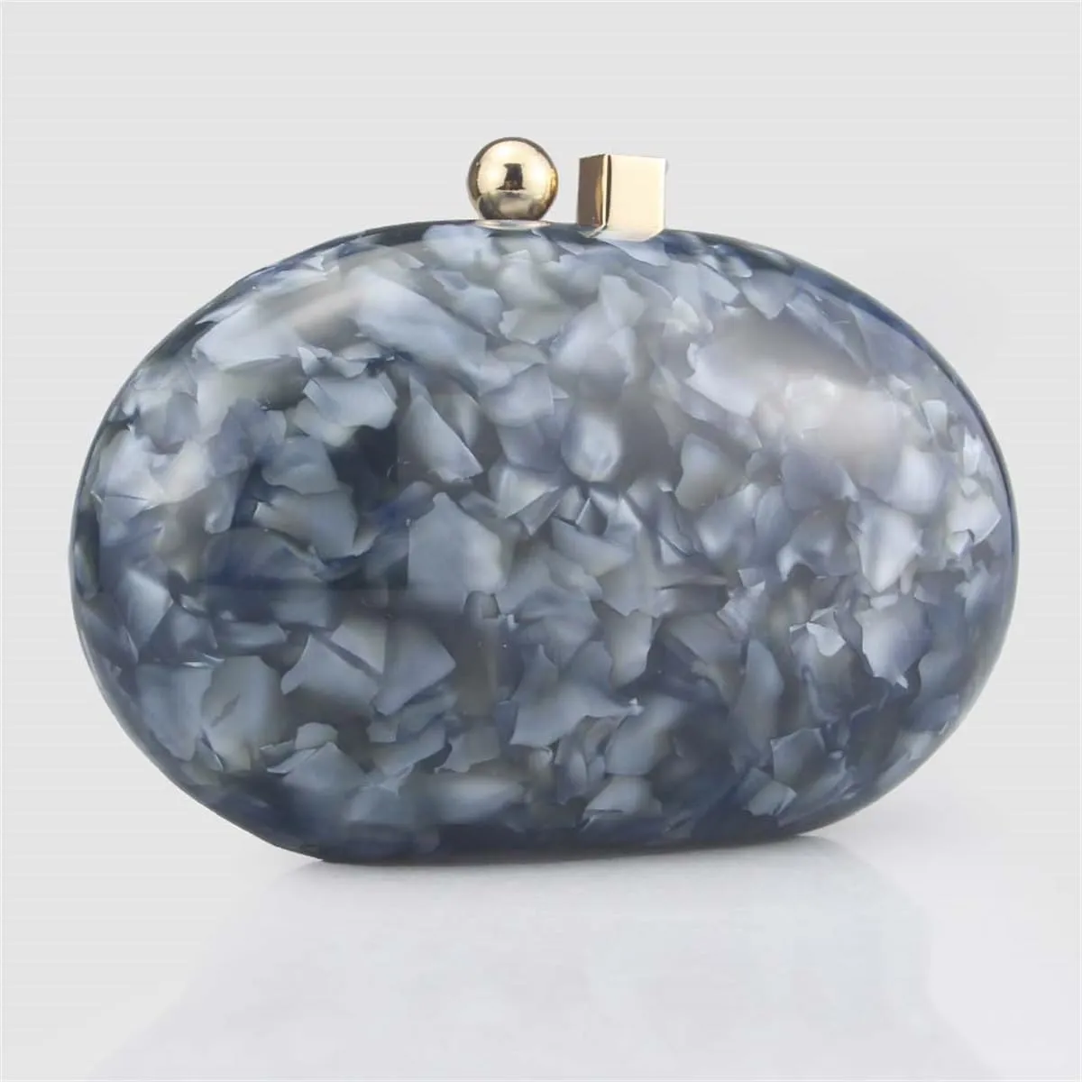 Acrylic Evening Clutch Bag for Women Shell Shape Shoulder Crossbody Bag Glitter Marble Purse Handbag