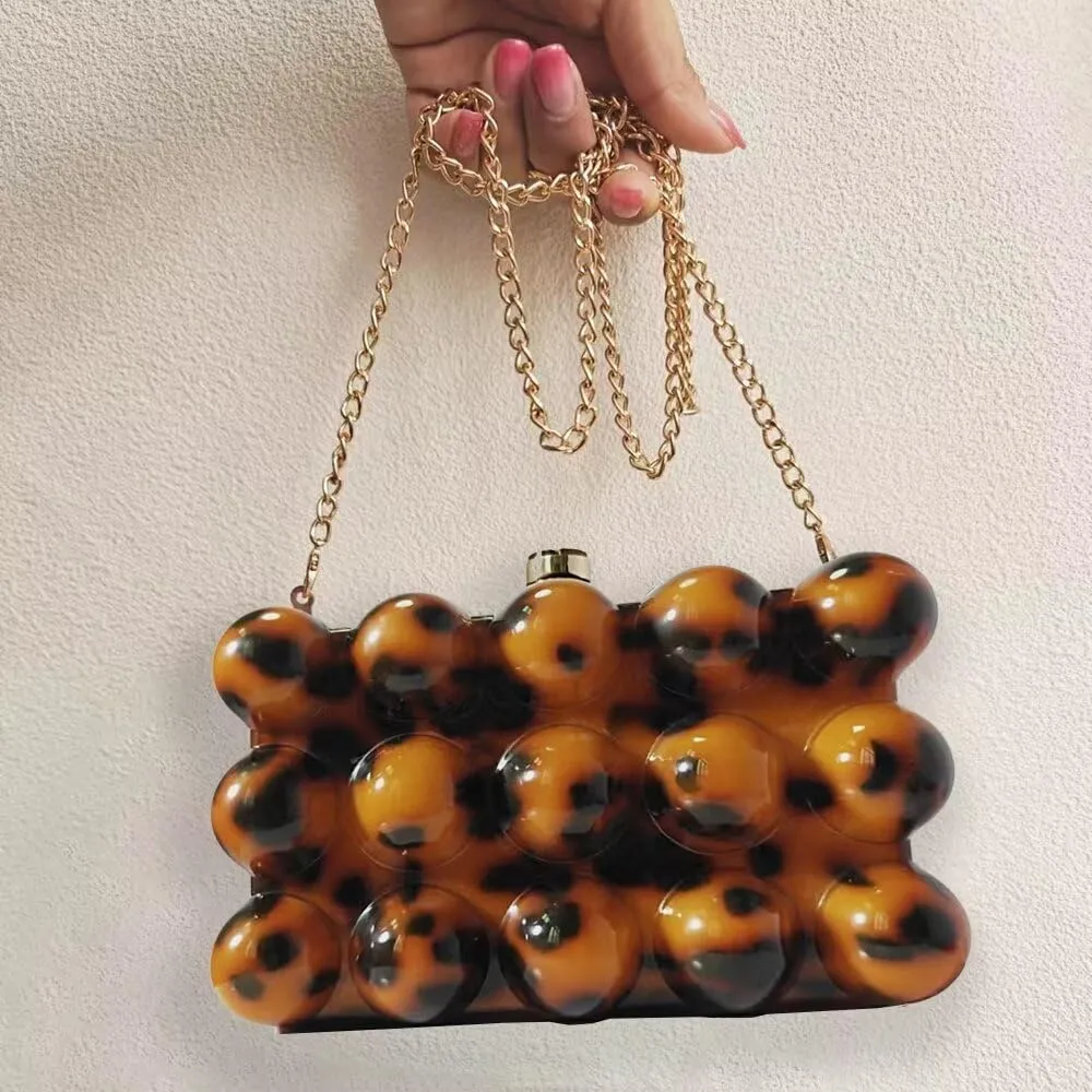 Acrylic Evening Clutch Purse for Women Cute Marble Glitter Makeup Crossbody Bag Handbag for Wedding Party