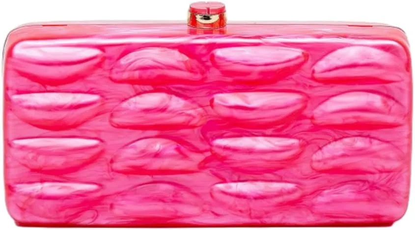 Acrylic Evening Clutch Purses Women 2025 Shell Shape Shoulder Bag Glitter Marble Handbags Wedding Cocktail Party