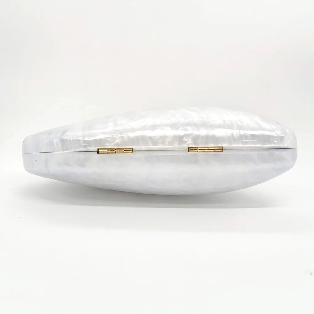 Acrylic Shell Shaped Bag Luxury Marble Clutch Evening Purses for Women Glitter Handbag for Wedding Cocktail Party Prom