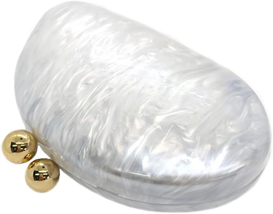 Acrylic Shell Shaped Bag Luxury Marble Clutch Evening Purses for Women Glitter Handbag for Wedding Cocktail Party Prom