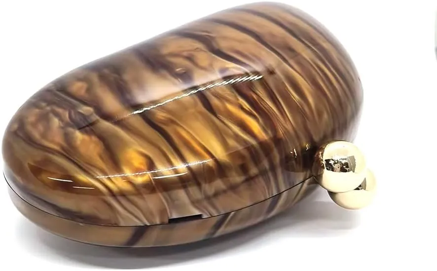 Acrylic Shell Shaped Bag Luxury Marble Clutch Evening Purses for Women Glitter Handbag for Wedding Cocktail Party Prom