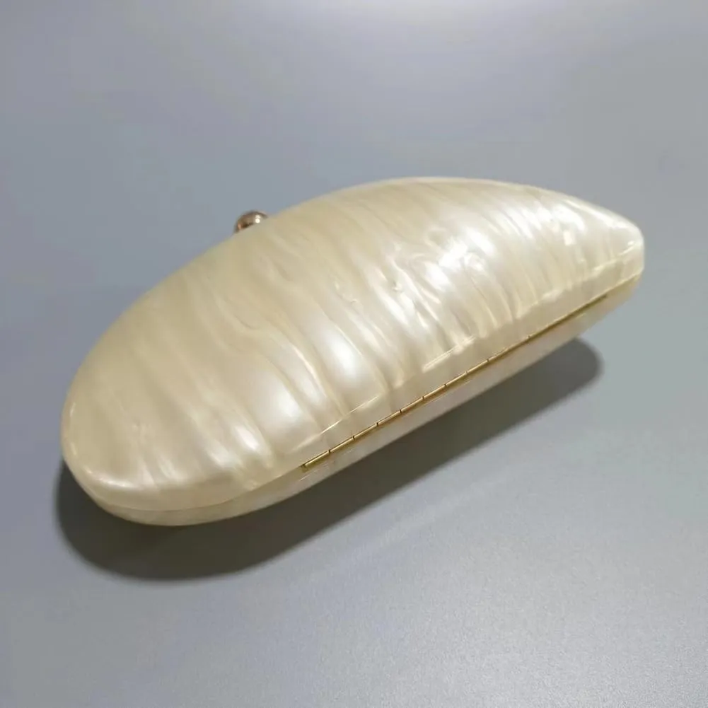 Acrylic Shell Shaped Bag Luxury Marble Clutch Evening Purses for Women Glitter Handbag for Wedding Cocktail Party Prom