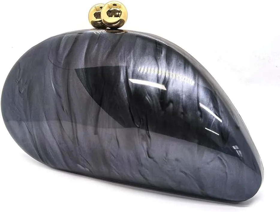 Acrylic Shell Shaped Bag Luxury Marble Clutch Evening Purses for Women Glitter Handbag for Wedding Cocktail Party Prom