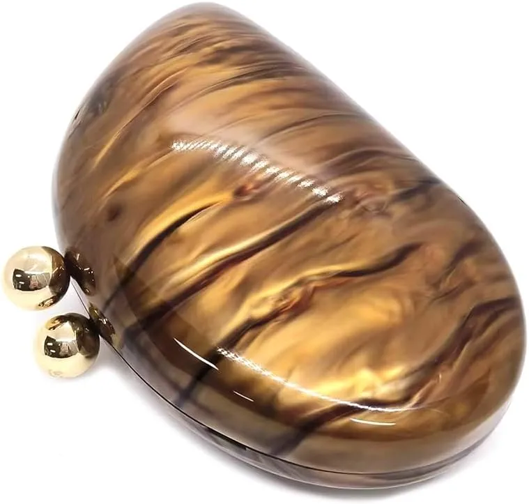 Acrylic Shell Shaped Bag Luxury Marble Clutch Evening Purses for Women Glitter Handbag for Wedding Cocktail Party Prom