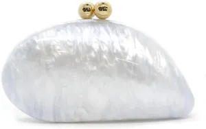 Acrylic Shell Shaped Bag Luxury Marble Clutch Evening Purses for Women Glitter Handbag for Wedding Cocktail Party Prom