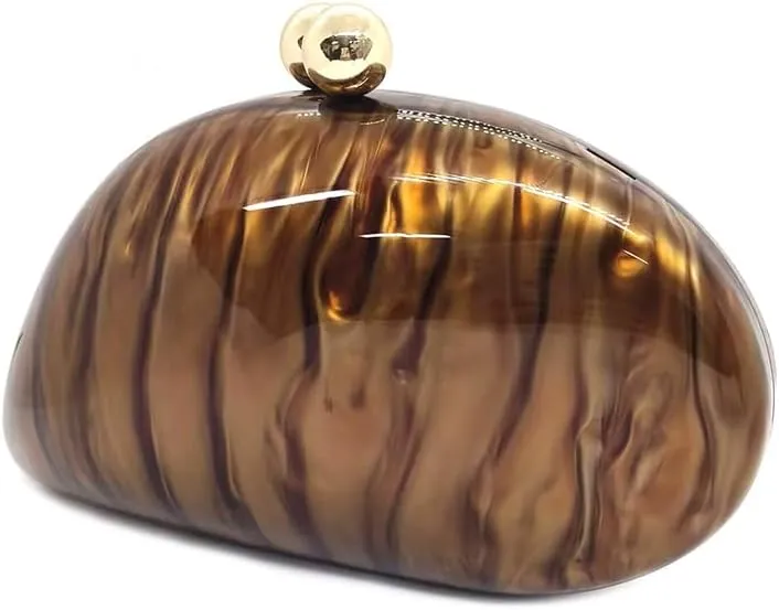 Acrylic Shell Shaped Bag Luxury Marble Clutch Evening Purses for Women Glitter Handbag for Wedding Cocktail Party Prom