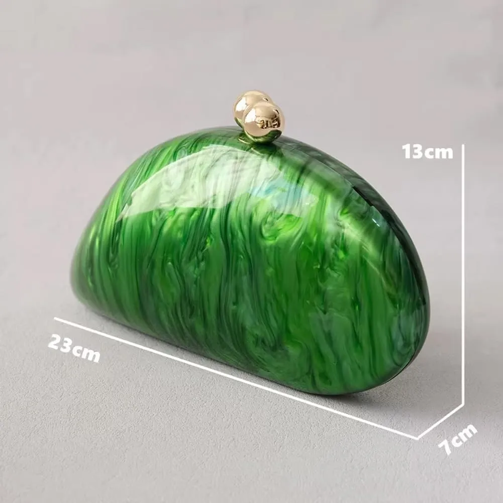 Acrylic Shell Shaped Bag Luxury Marble Clutch Evening Purses for Women Glitter Handbag for Wedding Cocktail Party Prom