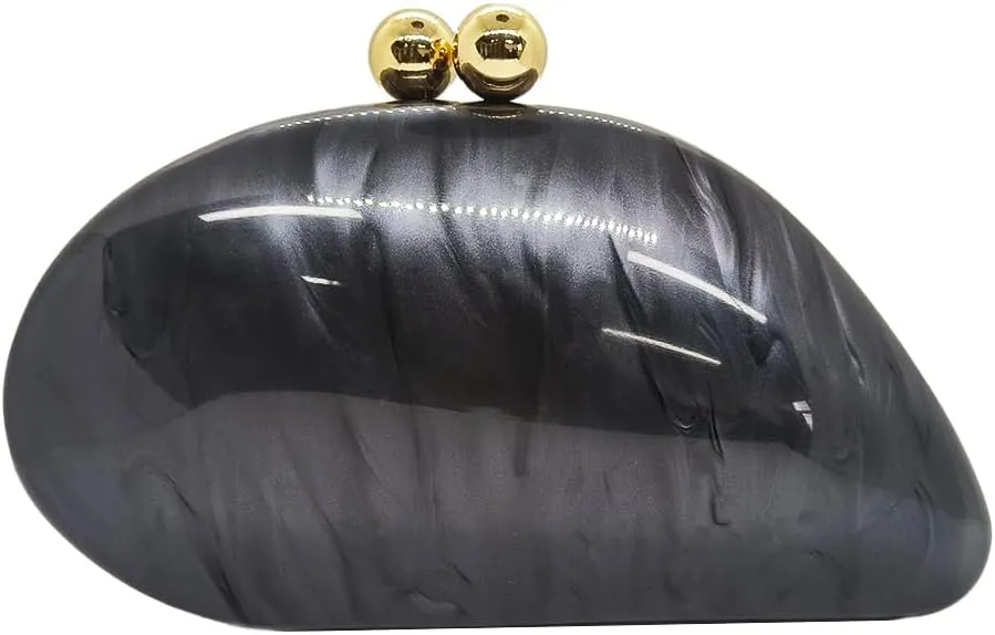 Acrylic Shell Shaped Bag Luxury Marble Clutch Evening Purses for Women Glitter Handbag for Wedding Cocktail Party Prom