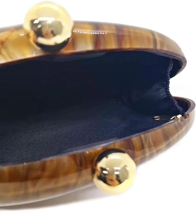 Acrylic Shell Shaped Bag Luxury Marble Clutch Evening Purses for Women Glitter Handbag for Wedding Cocktail Party Prom
