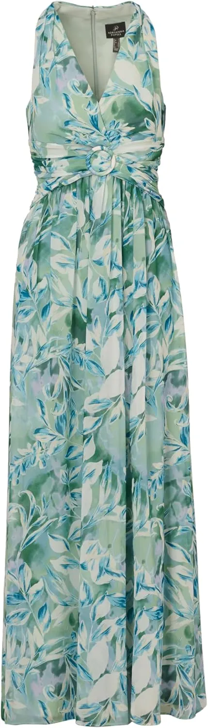 Adrianna Papell Women's Chiffon Leaf Long Dress